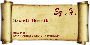 Szondi Henrik névjegykártya